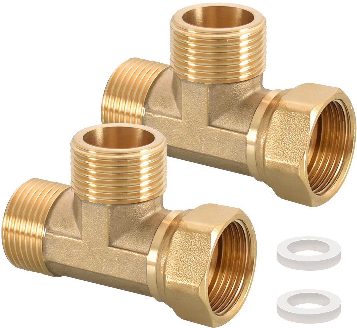 2 pcs brass tee, screw connection 1 inch, brass tee, 1 inch, AGxAGxIG tee, water connection DN25, 3 way tee connector, coupler for air conditioning, cooling system, plumbing