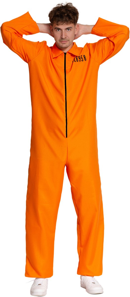 Partychimp Gevangene Kostuum Heren Oranje Boevenpak Overall Verkleedkleding Volwassenen Carnaval Themafeest - Oranje -S