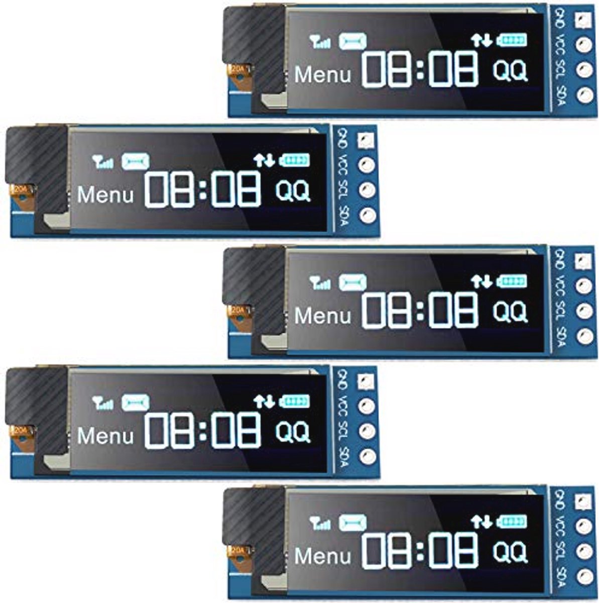 5 Stuks I2C OLED Display Module 0.91 Inch met SSD1306 Driver