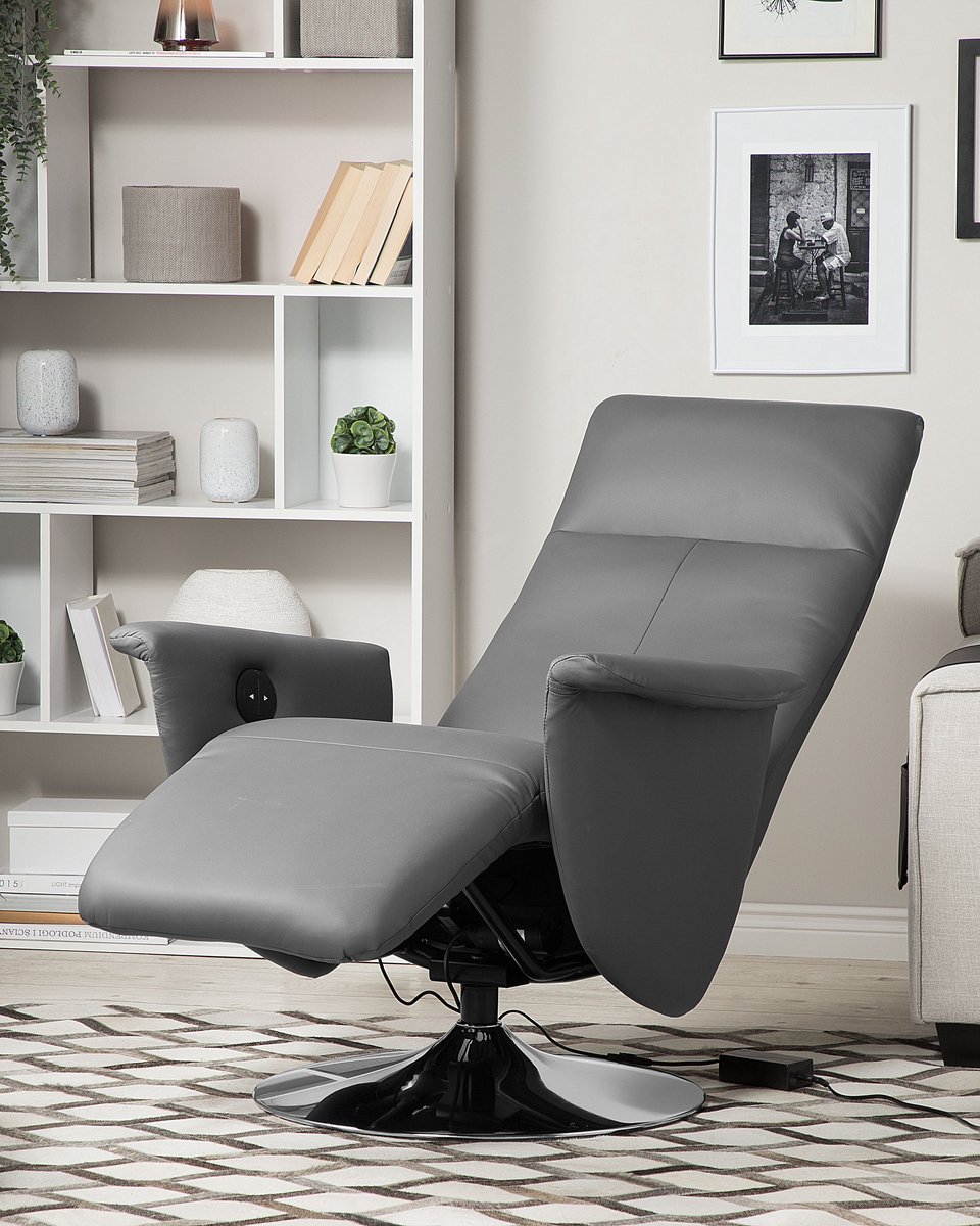 BELIANI PRIME TV-fauteuil Grijs Kunstleer Verstelbaar - afbeelding 3