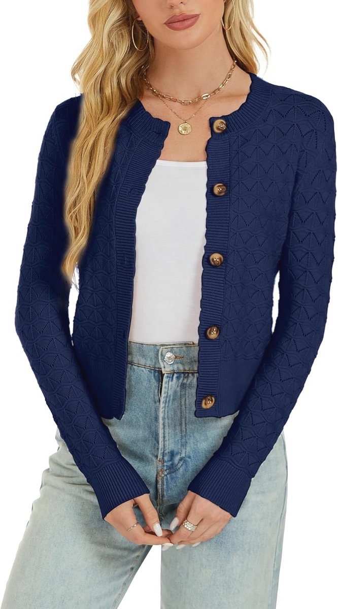Dames gebreide cardigan met lange mouwen en knopen