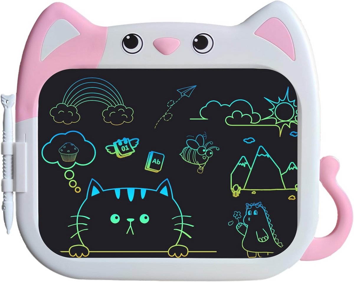 LCD Tekentablet voor Kinderen - 10 Inch Educatief Doodle Bord met Cartoon Katontwerp