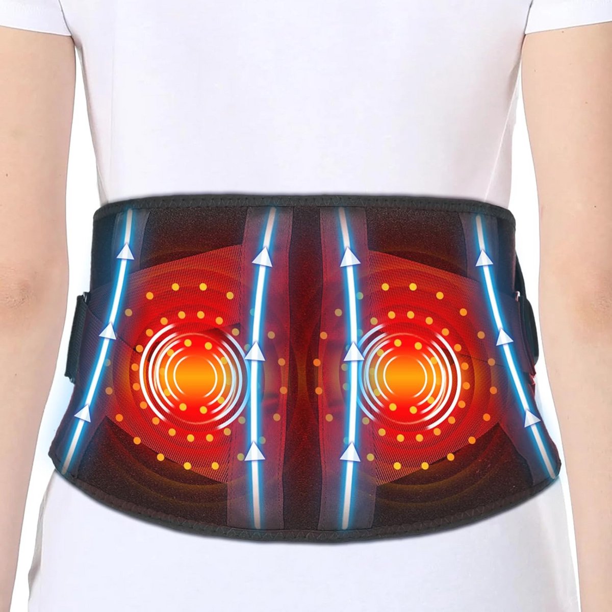 Verwarmde Rugbrace met Vibratie en Digitale Controller - 3 Instelbare Modi - Zwart