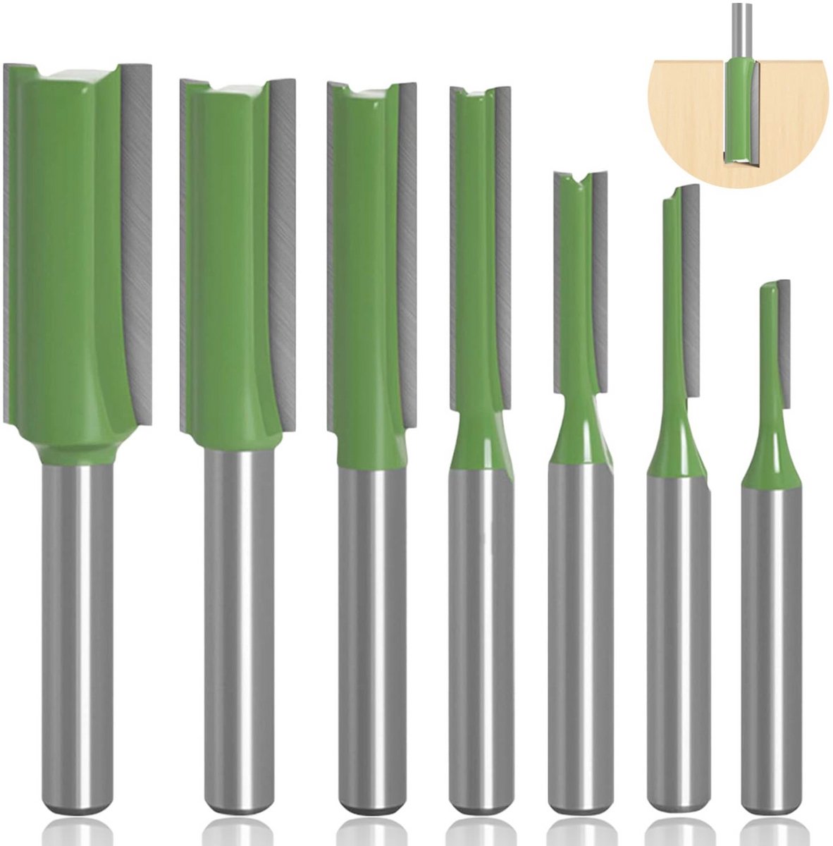 Frees Set voor Bovenfrees - 7 Stuks Groeffrezen met 6 mm Schacht in Meerdere Maten