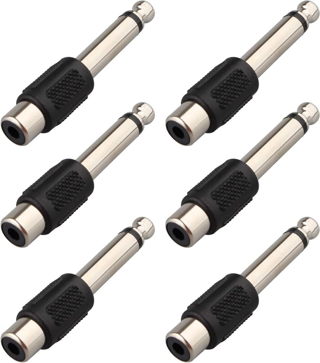 Orivio - Audio Adapter Mono Plug naar RCA Vrouwelijke - 6 Stuks - Zwart met Hoge Prestaties