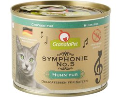 GranataPet Symphonie No. 5 maaltijd PUR kip, natte katten voedsel zonder granen & zonder toegevoegde suikers, filet in natuurlijke gelei, delicatessen voor je kat, 6 x 200 g