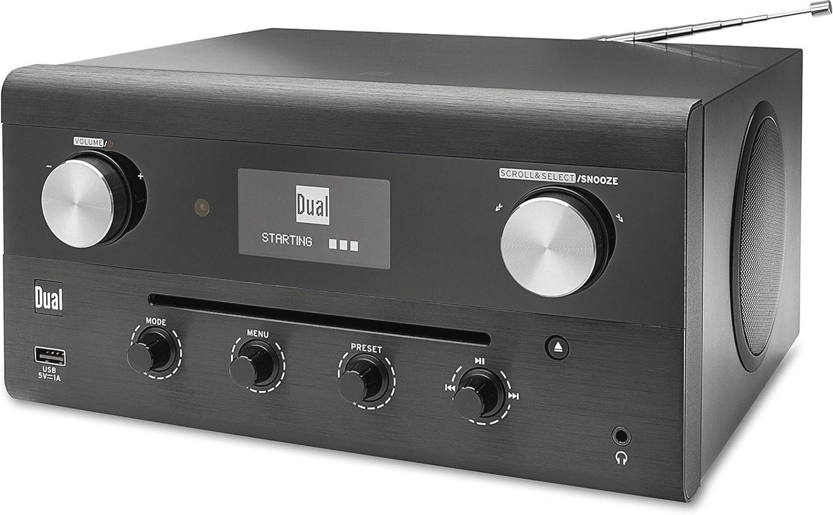 Dual CR 900 Phantom Radio/CD-speler met internetradio DAB+, FM AUX, Bluetooth, CD, DLNA, NFC, USB, WiFi, Internetradio G, zwart