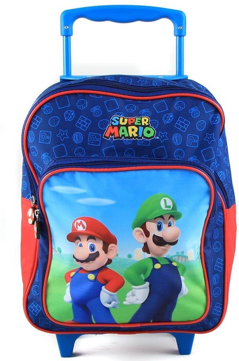 Super Mario Brothers Trolley Rugzak - Kinder Trolley & Rugtas - 2 Vakken - Schooltas