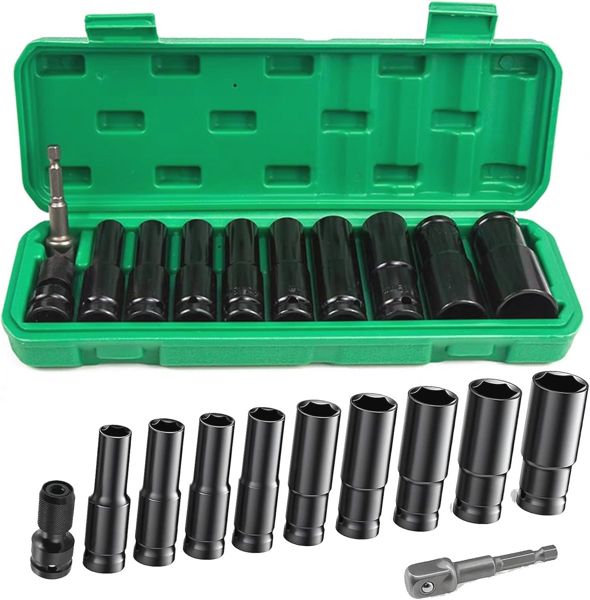 10-delige Slagdopsleutelset voor Autoreparatie - Zeskantige Doppen 10-24 mm