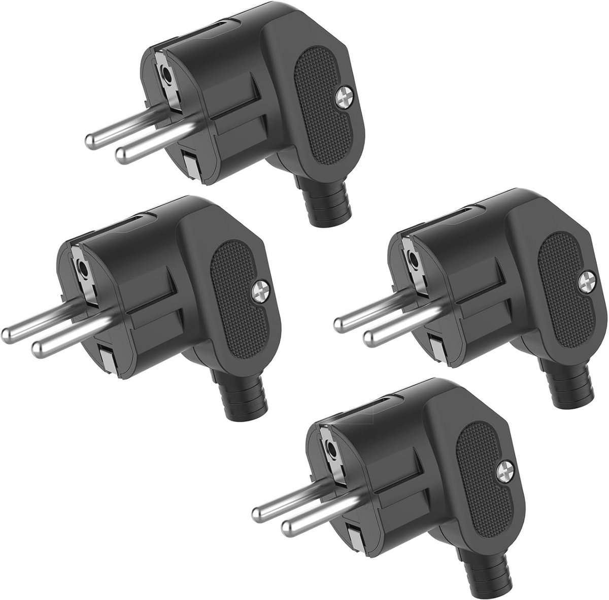Europese Schuko stekker met knikbescherming - 4 stuks