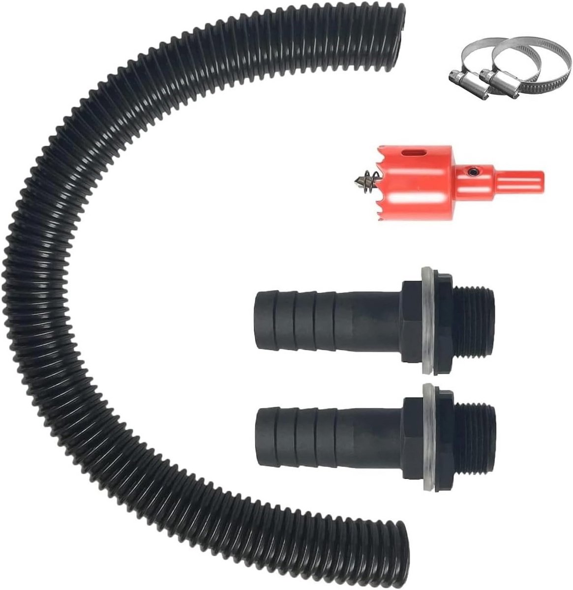 Regenton Koppeling - Slang Set - Water Opslag - Eenvoudige Installatie - 100 cm Slang - Zwart