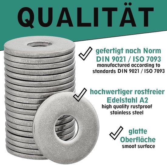 QUARKZMAN 36 stuks kunststof ronde sluitringen, 6 mm x 19 mm x 3