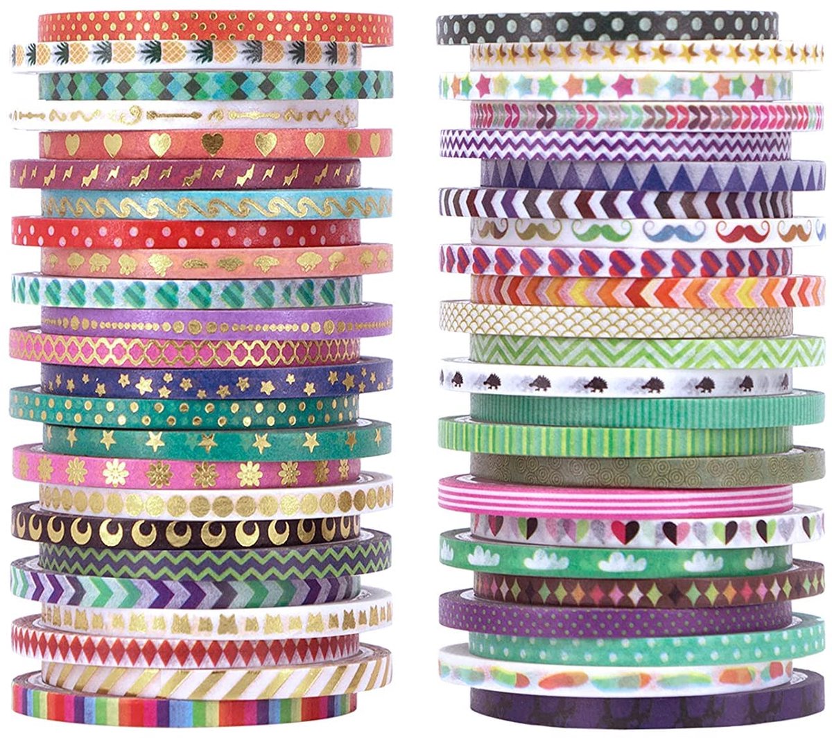 IMPERATORIS® 48 rollen decoratieve Washi-Tape Bullet/Junk Journal - Stickers Volwassenen - Plakband - 3 mm - Washi Tape - Afplaktapes