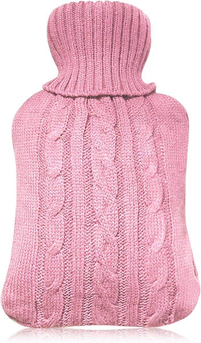 Gehaakte Kruikhoes - Afneembaar en Wasbaar - Zachte Comfortabele Warmwaterkruik voor Volwassenen en Kinderen - Hand- en Voetwarmer - Langdurige Warmte en Pijnverlichting - Roze