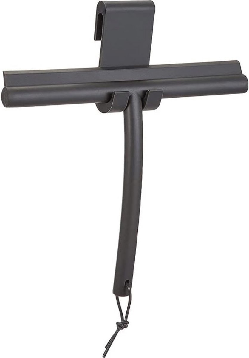 Siliconen Douchewisser met Houder - Antislip Trekker voor Glas, Tegels, Spiegels en Ramen - 23,5 cm, Zwart