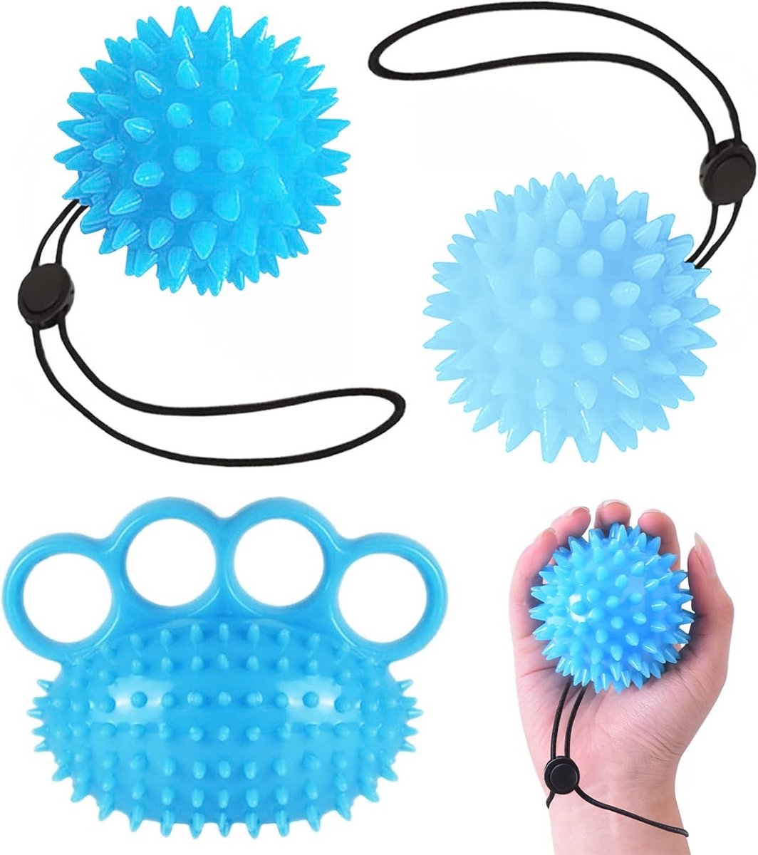 Vingertrainer en Stressbal Set - 3 Stuks voor Handkracht en Stressverlichting