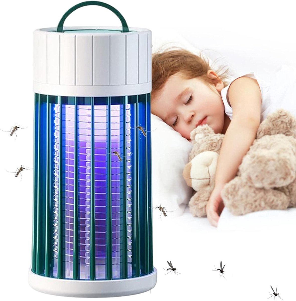 Insectenlamp voor buiten - Elektrisch insectenwerend apparaat, Praktische vliegzapper voor slaapkamer, woonkamer, keuken, tuinieren, strand, vissen, kamperen, picknick Delr