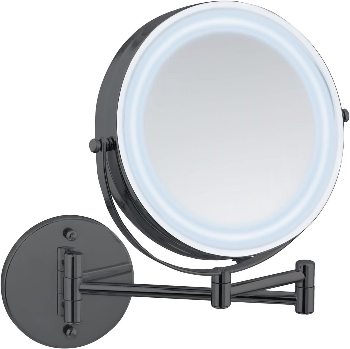 LED Wandspiegel met Verlichting - Make-up Spiegel met 5-voudige Vergroting, Geen Boren Nodig, Diameter 17.5 cm