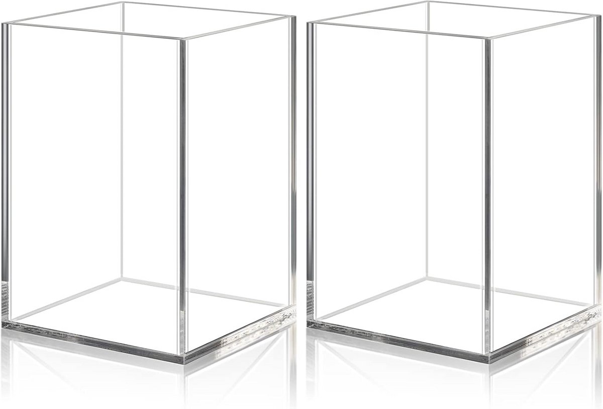 Transparante 2-Pack Acryl Potloodhouders - Desk Organizer voor Kantoor en Make-up