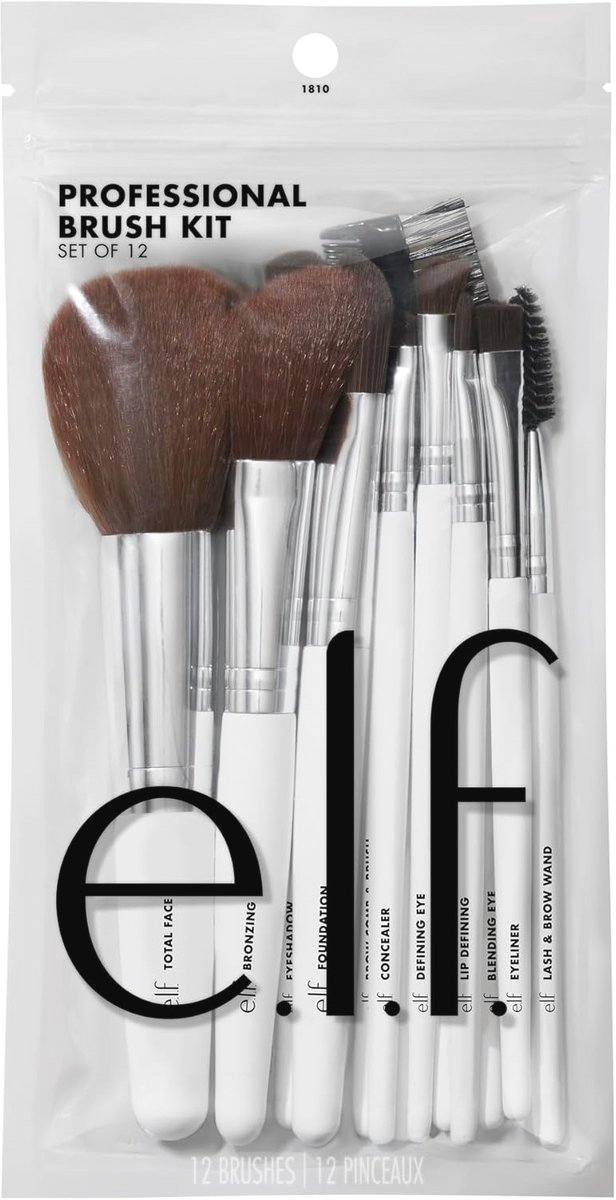 Professionele make-up set van 12 borstels voor perfecte afwerking