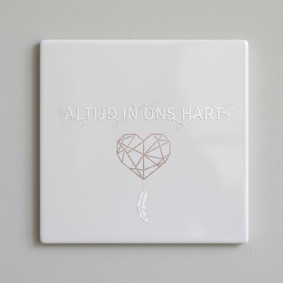 Nevolis Altijd in Ons Hart – Elegante Herdenkings Hart Keramische Tegel 15 × 15 cm | Herinnerings Woondecoratie Aandenken Multi Color