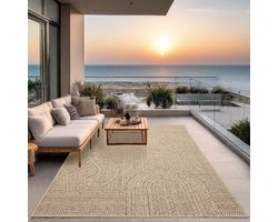 Buitentapijt moderne organische look – Bruin – half-cirkelvormige patronen – Weerbestendig & Stijlvol-300 x 400 cm