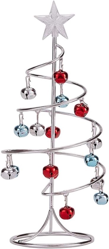 Foto: Kerstboom metalen ornament displaystandaard metalen spiraalvormige kerstbalstandaard met glinsterende sterren bureau kerstboomdecoratie zilver 