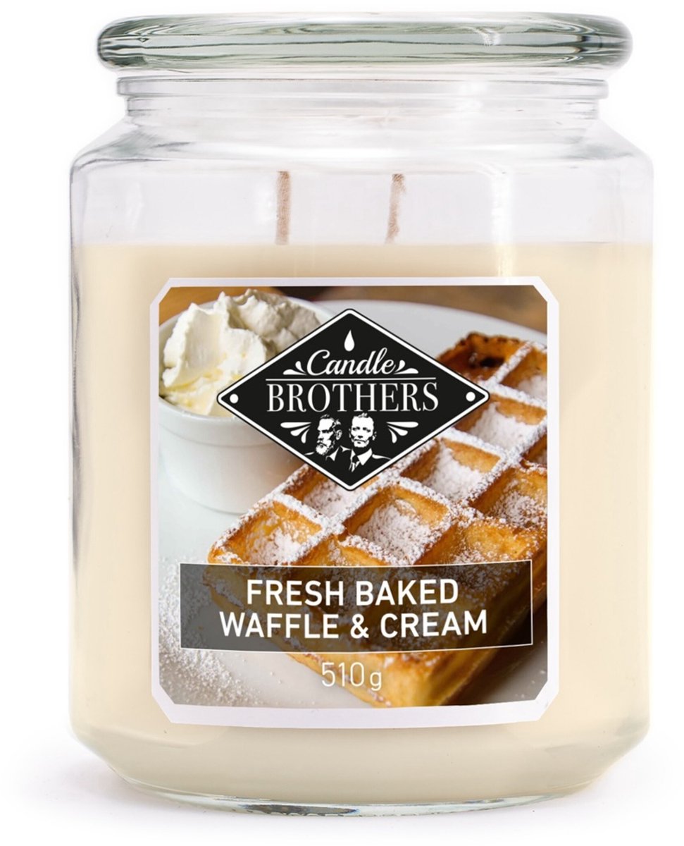 Candle-Brothers Geurkaars - versgebakken wafel en room - 200 g - brandduur 40 uur - was