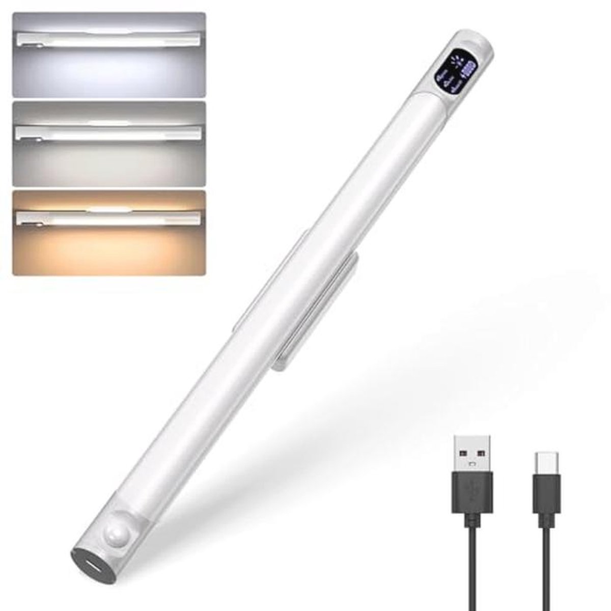 Draadloze LED onderbouwlamp met accu en bewegingsmelder - 36 cm, oplaadbare kastverlichting, USB-dimbaar