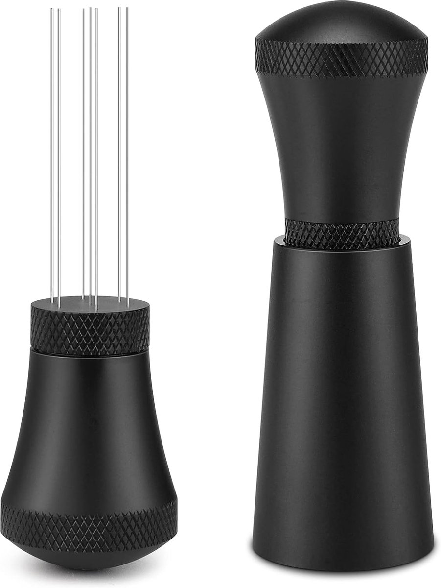 longziming -Aluminium Espresso Tool met 17 Naaalden 0,3 mm – Afneembare Koffieverdeler met Standaard, Koffie Accessoire en Roerhulp voor Perfecte Espresso