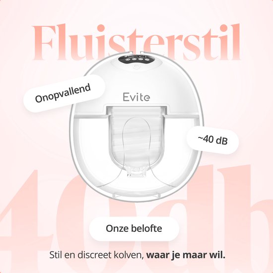 Witte Evite borstkolf, fluisterstil met ca. 40 dB, onopvallend en discreet.