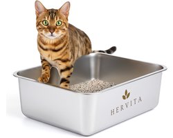 Hervita RVS kattenbak - Hoogwaardige kwaliteit - Massief RVS
