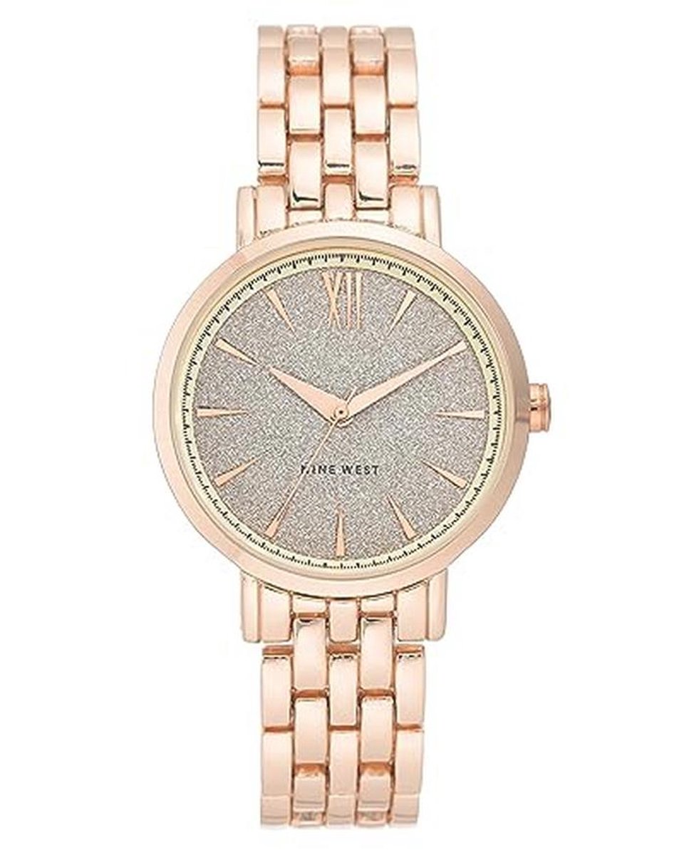 Dameshorloge met glitteraccenten - Staal, Uitschuifbaar, Roze Goud