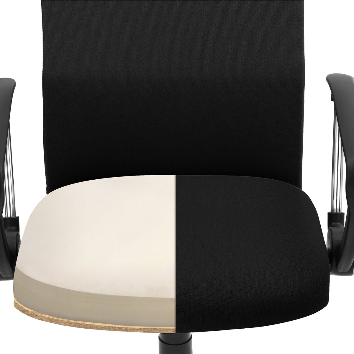 Bureaustoel ergonomische draaistoel met zacht kussen en stoffen zitting verstelbare kantelhoek maximale draagkracht 120 kg 63 x 63 x (110 - 120) cm zwart thumbnail 6