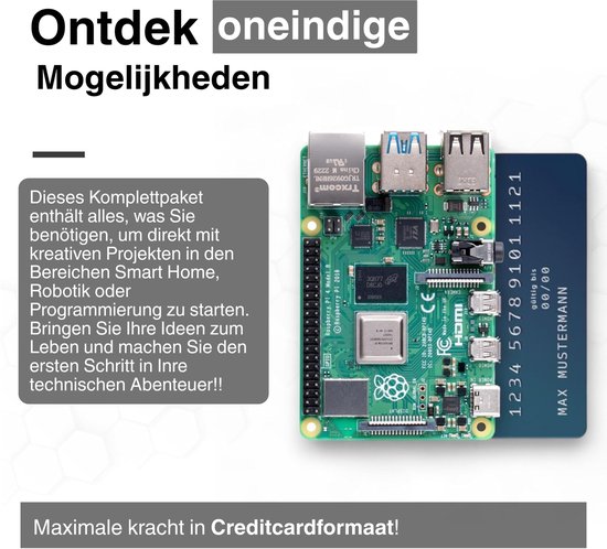 Voeding Raspberry Pi 4 Raspberry Pi 4 2 GB Starterskit Zwart | Officiële voeding 15 W ...