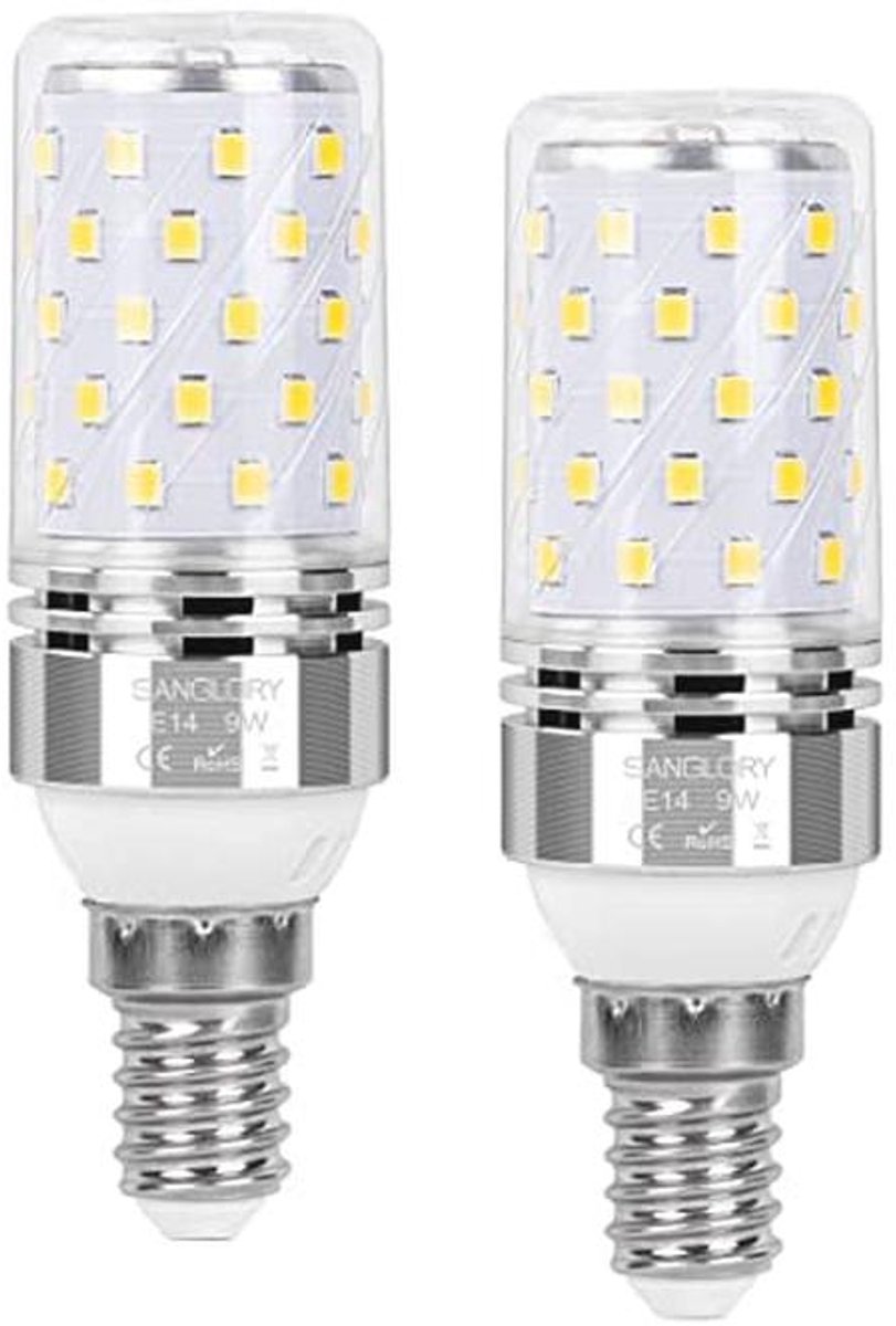 LED E14 Lamp 9W - Vervangt 80W Halogeen - Daglicht Wit 5000K - Set van 2 Stuks