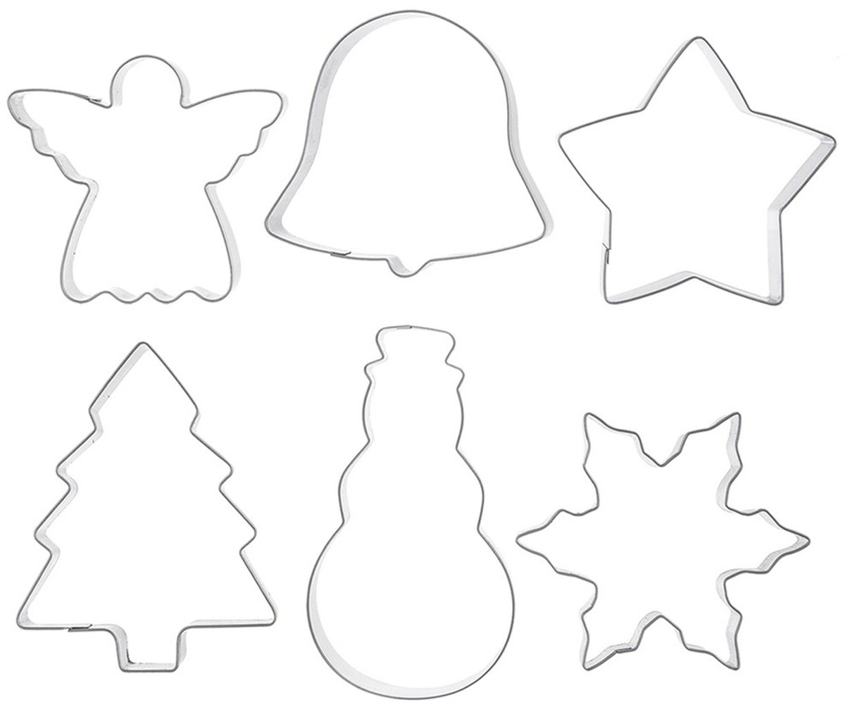 Koekjessnijders Edelstaal 6 stuks - Vormen - Uitsteekvorm - Cookie - Cutter - Uitsteekvormpjes - Koekjes - Bakken - Koekjessnijder