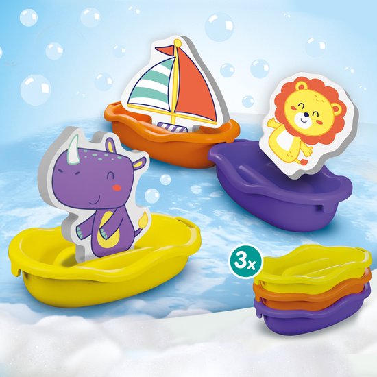 SES Creative Badbootjes - Safari dieren - Baby Speelgoed - Bad Speelgoed - Voor Kinderen Vanaf 10 Maanden - 3 Kleuren - 3 Badbootjes van SES Creative — afbeelding 3