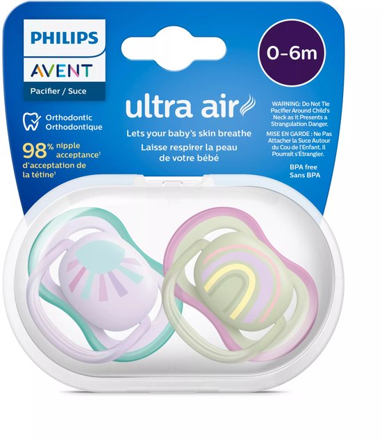 Philips Avent Fopspeen Ultra Soft 6-18 mnd Blauw Geel 2 stuks