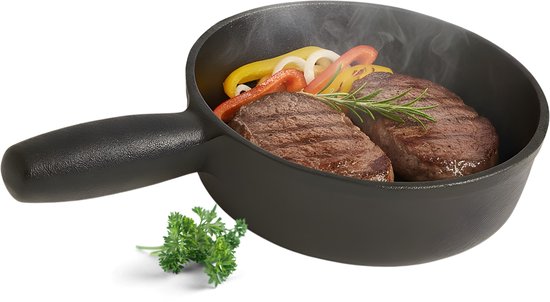 Lomera Gietijzeren Pan - Barbecue Pan - Gietijzer - Ø19 CM - Handgreep - Duurzaam Materiaal - Sterke Eigenschappen - Bakken van Groenten - Bakken van Vlees - Bakken van Vis - Betrouwbare Keuze - Duurzame Keuze - Kookliefhebber