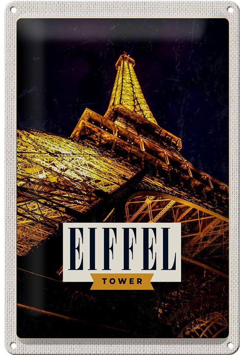 Blechschild Reise 20x30cm Retro Eiffel Tower Eiffelturm Paris