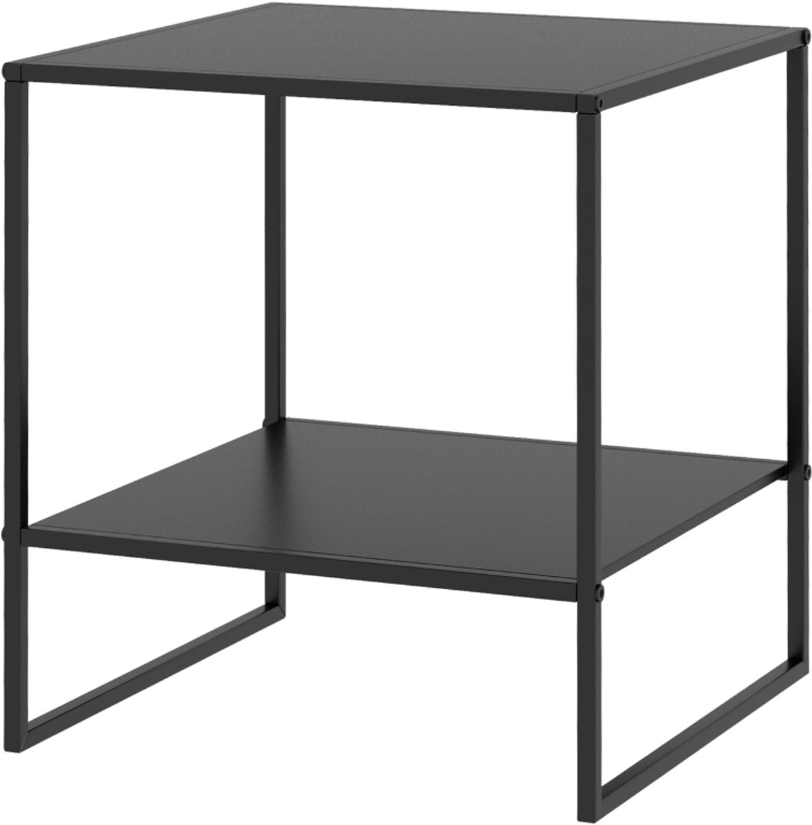 MODFU Industriële Beistelltisch, Zwart, met 1 Opbergniveau, Modern Couchtisch voor Woonkamer of Slaapkamer