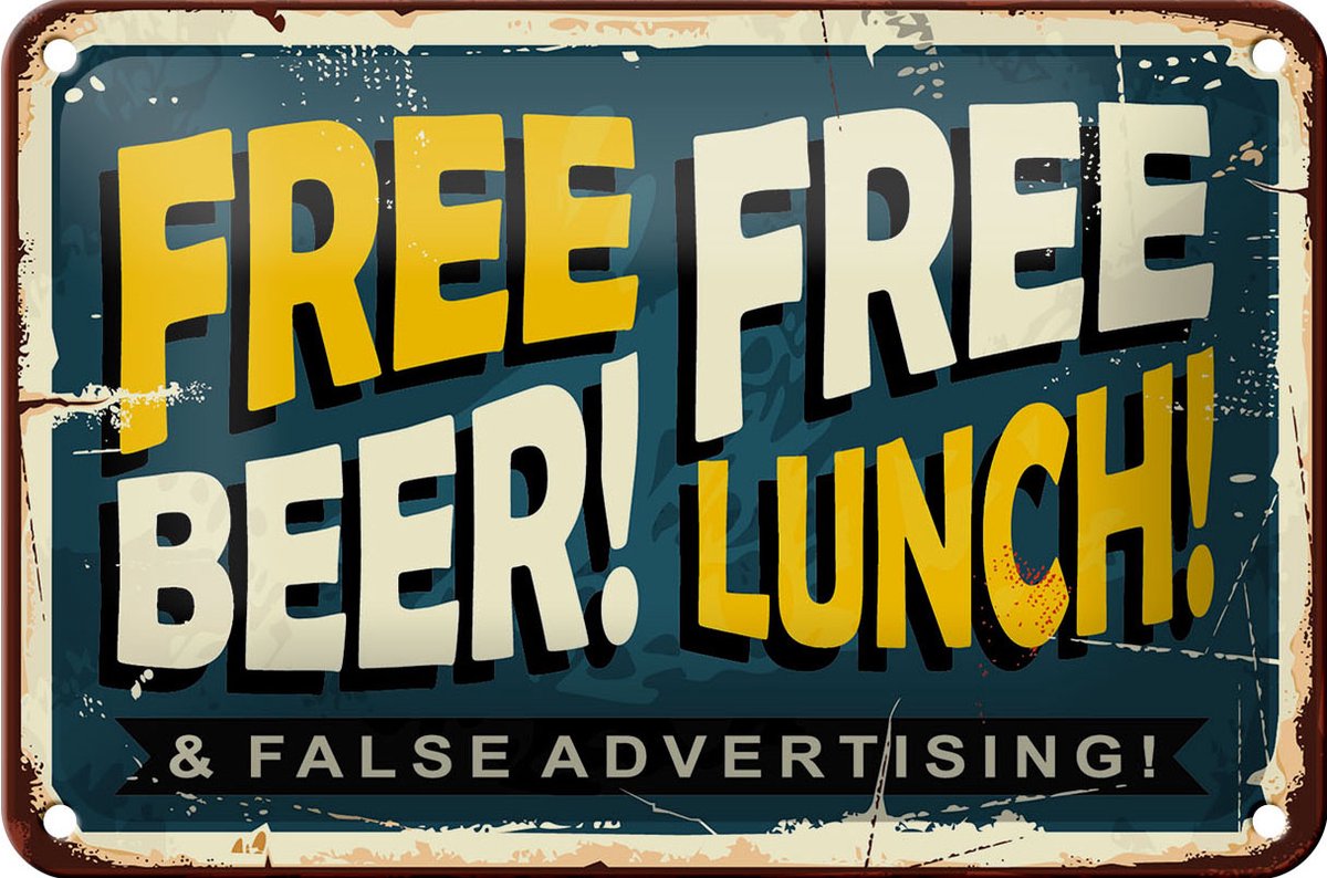 Blechschild Retro 18x12cm Free beer lunch