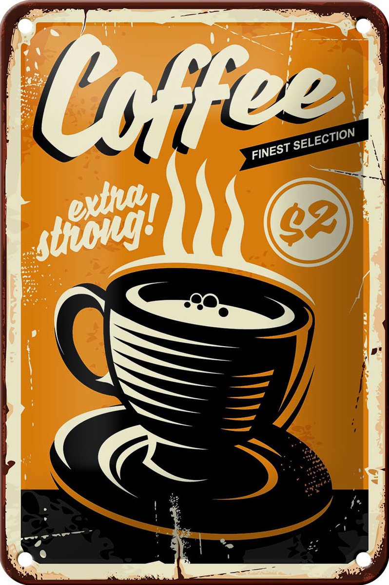 Blechschild Retro 12x18cm extra strong Coffee Kaffee
