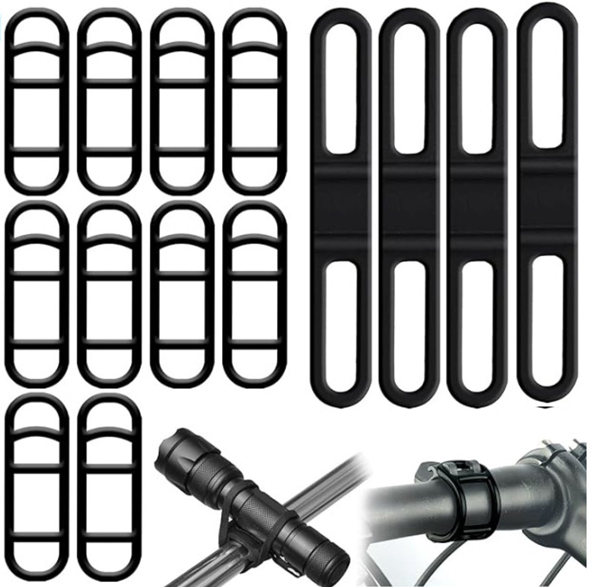 Fietsverlichting siliconen strap-on, lederen band voor achterlicht, rubberen ring voor koplamp, strap-on set, model 5