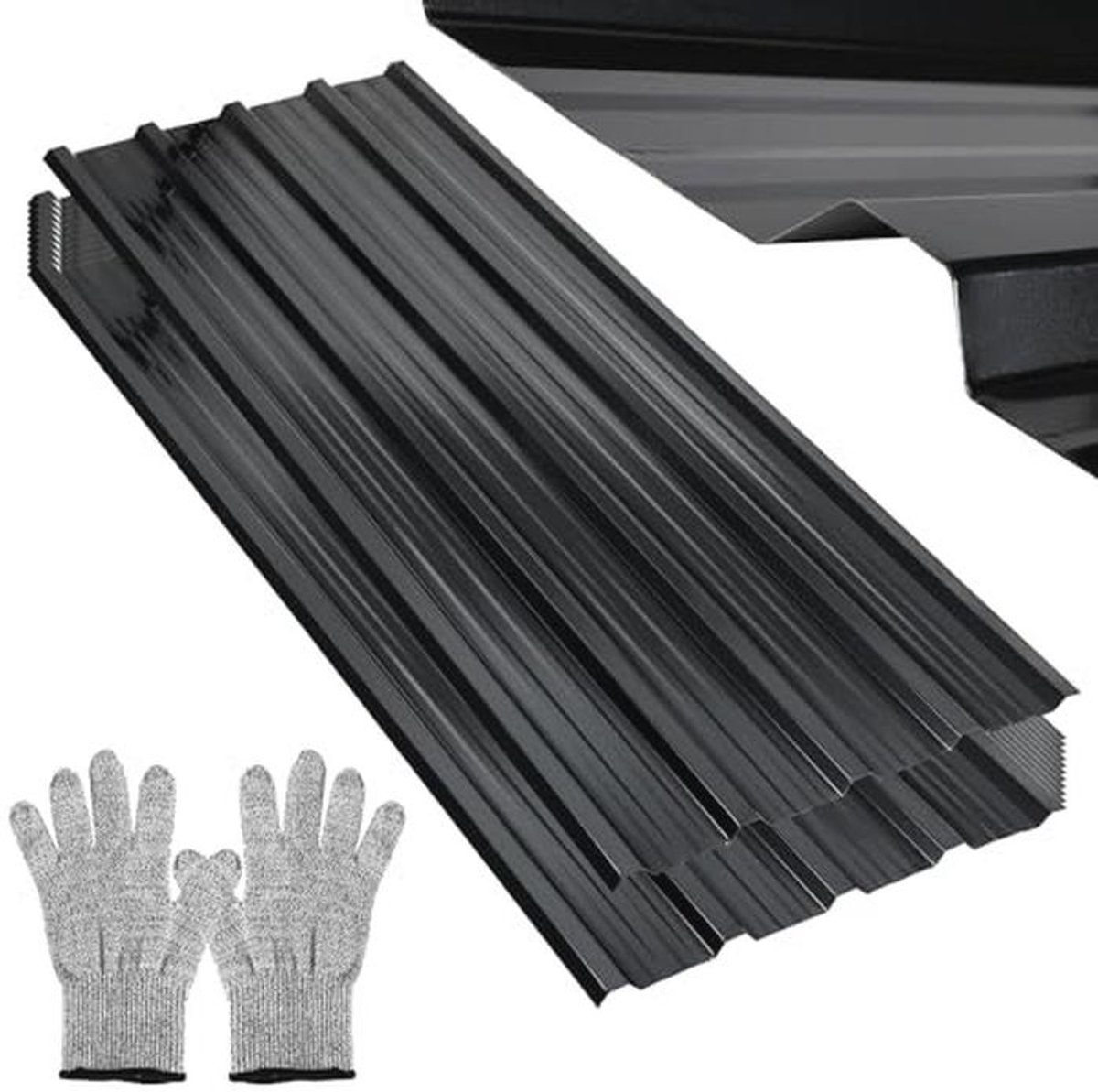 Trapezoidal Sheet, 12 Pieces, Trapezoidal Sheet, 129 cm x 46 cm, Approx. 7 m², Corrugated Sheet for Roof, Trapezoidal Sheet, Anthracite Sheet Steel