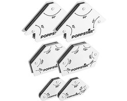 Poppstar Welding magnet (welding angle adhesive force 2x 4 kg - 45/90/135°, 2x 11.3 kg - 30/45/60/75/90/135°, 2x 11.3 kg - 45/90/135°), set of 6, white
