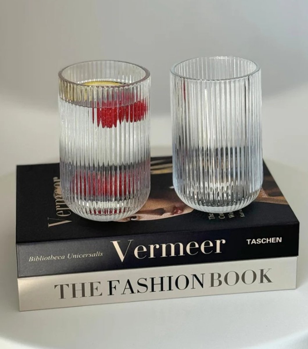Zoha Crystal Glas Set – 2 stuks – 400 ml – Geribbeld Design – Luxe Drinkglazen