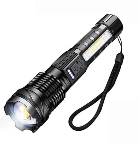 Waterdichte Krachtige LED Zaklamp - Hoge Lumen 10.000 - 5 Modi - Oplaadbaar & Zoombaar - Lange Afstand - Survival & Outdoor - Inclusief batterijen - USB-c oplaadbaar - Noodpakket - Kamperen