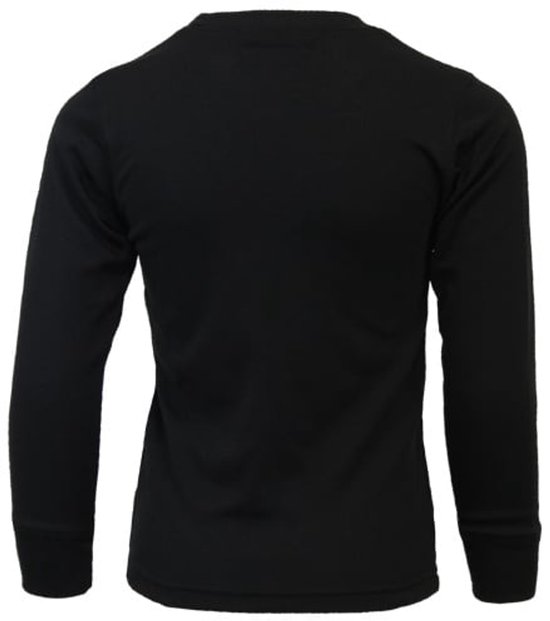 Zwart thermoshirt met lange mouwen, gezien vanaf de achterkant.